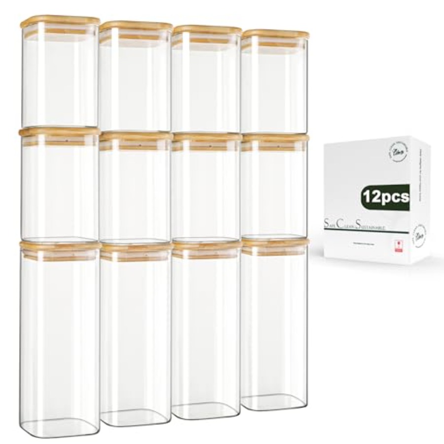 Food Storage Glass Containers - Lot de 12 bocaux de conservation
