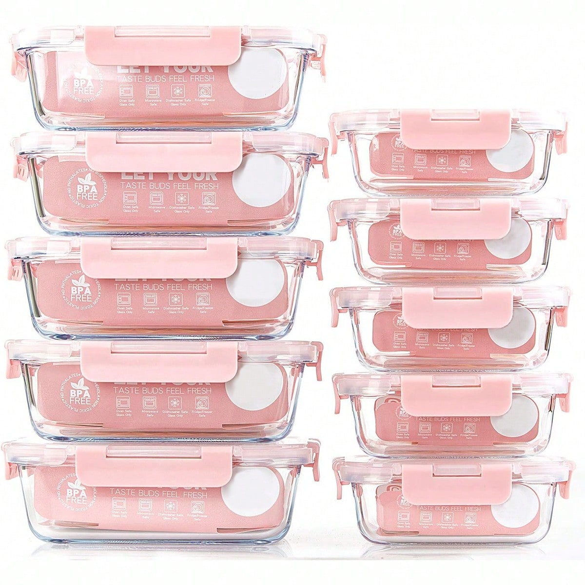 Food Storage Glass Containers - Lot de 10 récipients en verre