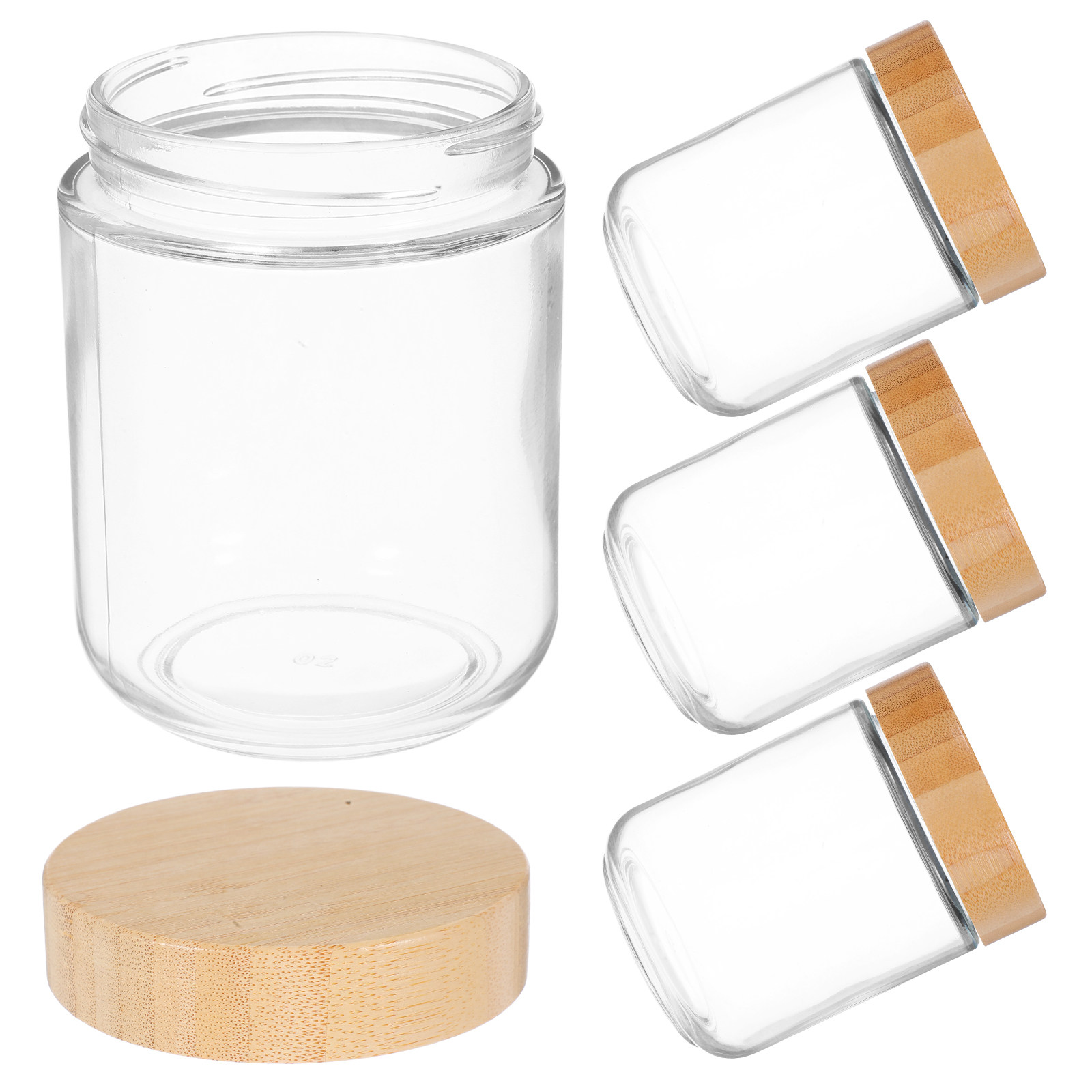 Food Storage Glass Containers - 4 pots en verre transparent avec