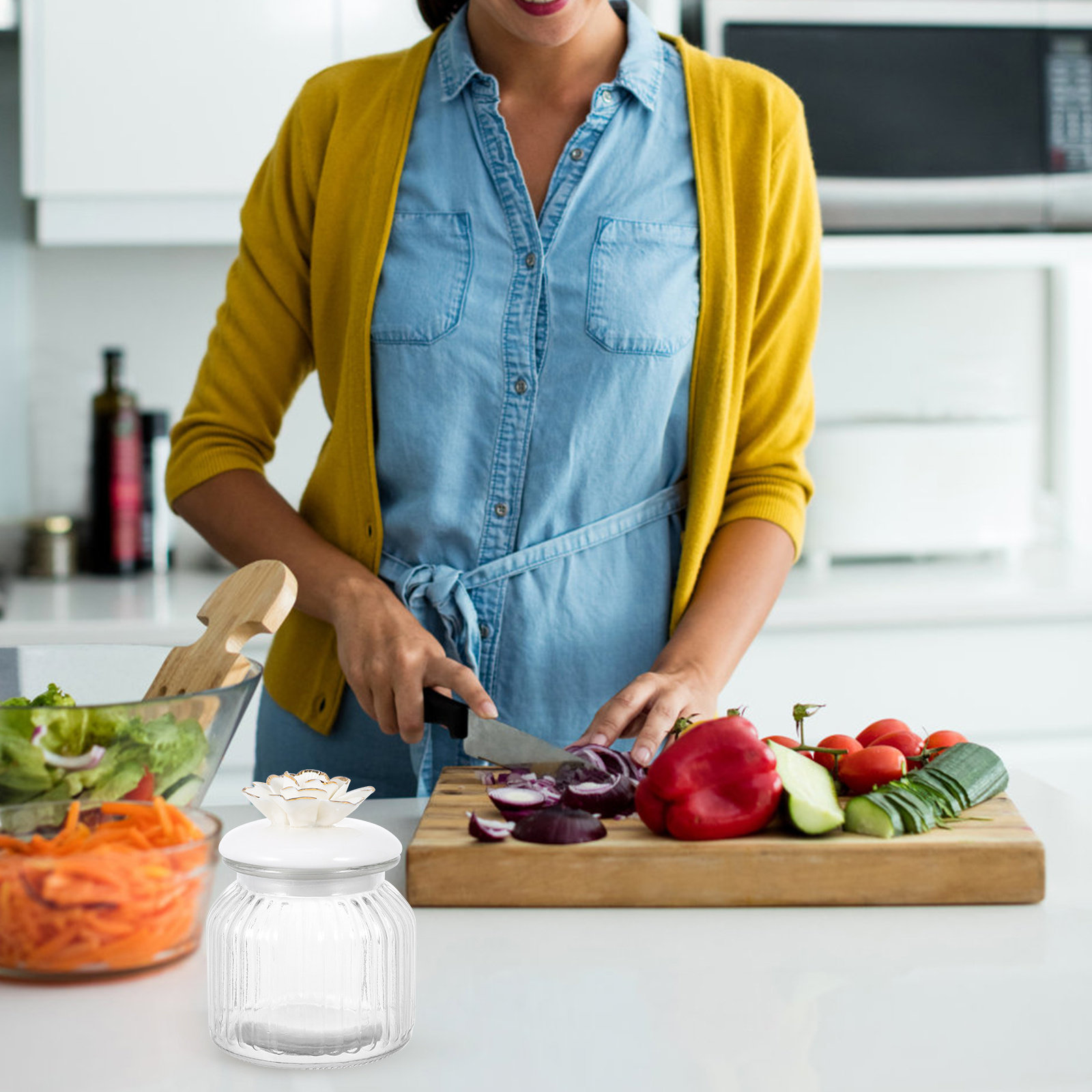 Airtight Cereal Jar - Pot de conservation en verre transparent