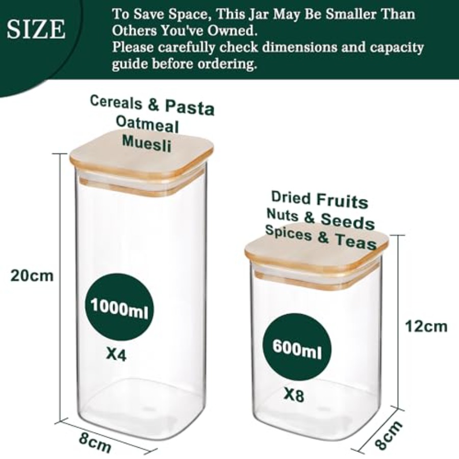 Lot de 12 bocaux de conservati - Food Storage Glass Containers avis et prix